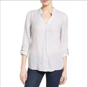 NIC+ Zoe Drifty Linen Button Up Shirt Small Gray